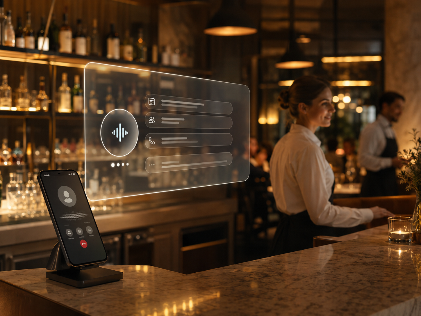 Visualisierung eines KI-Telefonassistenten für ein Restaurant